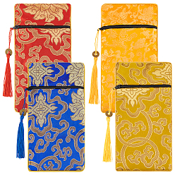 (52) Непрозрачная лаванда 8 шт 4 цвета этнический стиль шелковая книга сутры сумка на молнии, сумки с кисточками для хранения Священных Писаний, прямоугольные, разноцветные, 20x11x0.7 см, 2 шт / цвет