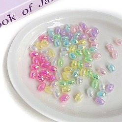 Mixed Color Opaque Acrylic European Beads, Large Hole Beads, Imitation Jelly, Faceted, Barrel, Mixed Color, 13x9.5mm, Hole: 5mm