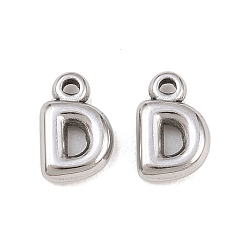 Letter D 304 подвески из нержавеющей стали, письмо амулеты, Буква D, 9.5~10x2.5~9x2.5 мм, отверстие : 1.2 мм