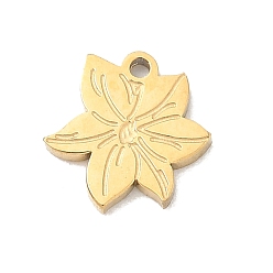 Doré  304 charmes en acier inoxydable, charmes de fleurs, or, 11x10.5x1.5mm, Trou: 1.2mm