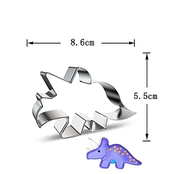 Stainless Steel Color DIY 430 Stainless Steel Dinosaur-shaped Cutter Candlestick Candle Molds, Fondant Biscuit Cookie Cutting Mould, Stainless Steel Color, 6x8.6x2.5cm
