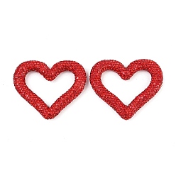 Коричневый Соединительные кольца ручной работы из полимерной глины со стразами, сердце, коричневые, 55.5x66.5x11 мм