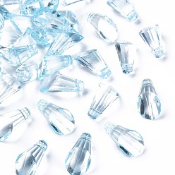 Sky Blue Transparent Acrylic Pendants, Torch Shapes, Sky Blue, 17x9x9mm, Hole: 1.8mm, about 970pcs/500g