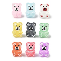 (52) Непрозрачная лаванда Стеклянные эмалевые бусины ручной работы, медведь, окрашенная и подогревом, разноцветные, 18.5x13.5x14 мм, отверстие : 1.5 мм