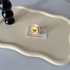 Cat Shape Регулируемые кольца на палец для женщин из смолы и пластика для послеобеденного чаепития, платина, форма кошки, 27x28.5 мм, внутренний диаметр: 16.8~17.1 мм