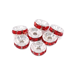 Сиамский Rondelle латунь горный хрусталь Spacer бисер, для браслета ожерелья своими руками изготовление ювелирных изделий аксессуары, платина, Сиам, 12 мм, отверстие : 2.9 мм