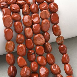 Jaspe Rouge Rouge naturel perles de jaspe brins, pierre tombée, nuggets, 6~13x5~8x4~8mm, Trou: 0.7mm, Environ 17~22 pcs/chapelet, 6.89~7.09 pouce (17.5~18 cm)