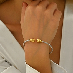 Золотой & Цвет Нержавеющей Стали Элегантные браслеты-манжеты из нержавеющей стали, браслеты с крутящим моментом для женщин, золотые и нержавеющая сталь цвет, внутренний диаметр: 2-1/2 дюйм (6.5 см)