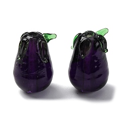 Eggplant Фруктовая серия бусины ручной работы лэмпворк, баклажан, 19.5~20.5x12.5~13 мм, отверстие : 1.8 мм
