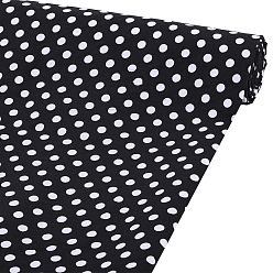 Black 1M Polka Dot Pattern Cotton Fabric, Garment Accessories, for DIY Crafts, Black, 1600x0.2mm
