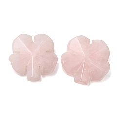 Rose Quartz Natural Rose Quartz Carved Clover Display Decorration, for Home Office Desk Decoration, 27~27.5x27.5~28x7~8mm