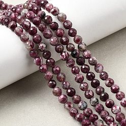 Турмалин Натуральный сливовый цвет турмалиновый бисер пряди, граненые круглые, 5~6 мм, отверстие : 0.7 мм, около 77 шт / нитка, 14.96'' (38 см)