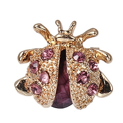 Светлый Падпаршадча Броши из сплава со стразами в виде божьей коровки/божьей коровки, броши в виде насекомых для рюкзака, золотые, Легкий padparadscha, 20x22 мм