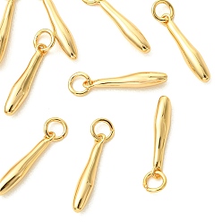 Real 18K Gold Plated SHEGRACE Brass Pendants, Stick Charms, Cadmium Free & Lead Free & Nickel Free, Real 18K Gold Plated, 18x3x3.5mm, Hole: 3.5mm