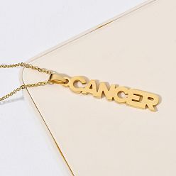 Рак 304 ожерелья из нержавеющей стали с подвесками в виде созвездий, реальный 18 k позолоченный, рак, 17.72 дюйм (45 см)