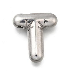 Letter T 304 подвески из нержавеющей стали, буквенное очарование, анти-тускнение, Письмо T, 21x19x5.5 мм, отверстие : 3.4x2 мм