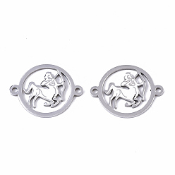 Sagittarius Tarnish Resistant 201 Stainless Steel Links connectors, Constellations, Flat Round, Stainless Steel Color, Sagittarius, 21x16x1mm, Hole: 1.4mm