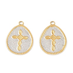 Teardrop Два тона 304 из нержавеющей стали подвески, реальный 18 k позолоченный и цвет нержавеющей стали, ионное покрытие (ip), долговечный, очарование слезы, 25x19.5x1.6 мм, отверстие : 2.5 мм