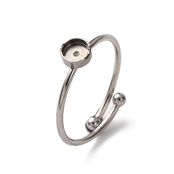 Нержавеющая Сталь Цвет Регулируемые 304 манжетные кольца из нержавеющей стали, с 201 подносом из нержавеющей стали, плоским круглым, цвет нержавеющей стали, лоток : 4 мм, 1 мм, внутренний диаметр: 17 мм