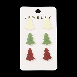 Рождественская елка Акриловые серьги-гвоздики на рождественскую тематику для женщин, со стальной иглой, платина, рождественская елка, 17.5x12.5 мм