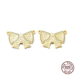 Real 18K Gold Plated 925 Sterling Silver Pendants, Butterfly with Polka Dot Charm, Textured, Real 18K Gold Plated, 11x16x1.2mm, Hole: 1mm