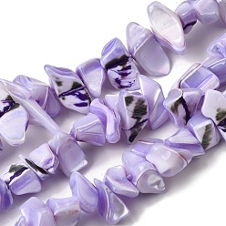 Лиловый Натуральная оболочка из трохидных оболочек, окрашенные, самородки, сирень, 5~22x7~15x3~8 мм, отверстие : 1.2 мм, около 65~70 шт / нитка, 14.69~15.35'' (37.3~39 см)