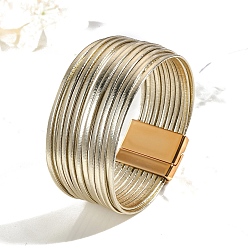 Светло-хаки Искусственная кожа многожильных браслеты, с магнитными застежками, светлый хаки, 7-5/8 дюйм (19.5 см)
