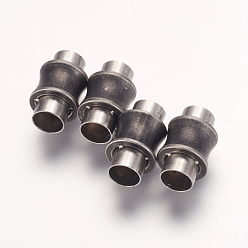 Argent Antique 304 fermoirs magnétiques en acier inoxydable avec extrémités à coller, vase, argent antique, 16.5x10mm, Trou: 6mm