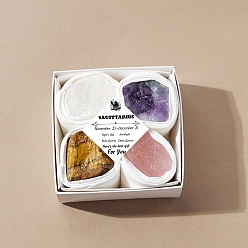 Стрелец 4 шт. 12 Серия знаков зодиака, украшения из натуральных смешанных драгоценных камней, Подарок из энергетического камня по фэн-шуй для домашнего офиса, рабочего стола, Стрелец, 20~38x20~38x20~38 мм