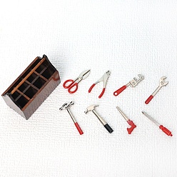 Platinum 1:12 Mini Miniature Toy Mini Toolbox, Metal Alloy Tool Set, Platinum, 46x24x41mm