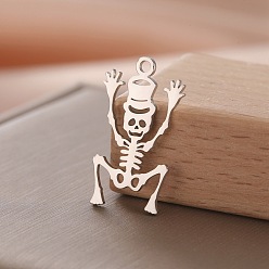 Нержавеющая Сталь Цвет Шкентели нержавеющей стали, скелет, цвет нержавеющей стали, 28x13 мм