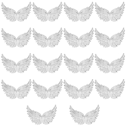 Серебро 2 наборы пластиковых украшений для торта на день рождения, крыло, серебряные, 53x78x26 мм, 18 шт / комплект