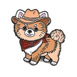 Сэнди Коричневый Значки из эмали с изображением ковбоя и померанского шпица, черные застежки для значков на лацканах для рюкзаков и одежды, песчаный коричневый, 30x30 мм