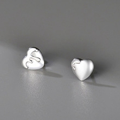 Серебро S999 изящные серебряные серьги-гвоздики для женщин, сердце, серебряные, 7.5x8 мм