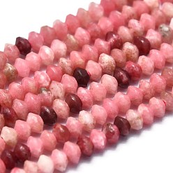 Thulit Natürliche Thulitperlenstränge, facettiert, Doppelkegel, 2.5~3x1.5~2 mm, Bohrung: 0.5 mm, ca. 250 Stk. / Strang, 14.96 Zoll (38 cm)