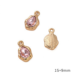 Oval Подвески из золотистого сплава со стразами из смолы, овальные, 15x9 мм, отверстие : 1.5 мм