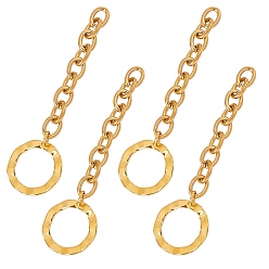 Golden 304 Stainless Steel Chain Extender, Cable Chain, with Pendants, Round Ring, Golden, 70mm