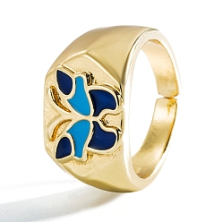 Темно-Голубой Латунные манжеты для женщин, с эмалью, краситель матч, бабочка, глубокое синее небо, 20 мм, внутренний диаметр: регулируемый