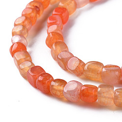 Coral Natural Agate Beads Strands, Dyed & Heated, Cube, Coral, 5~8x4~8x4~6mm, Hole: 1.2mm, about 50pcs/strand, 14.76 inch(37.5cm)