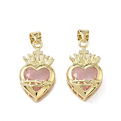 Настоящее золото 16K Латунные микро проложить кубического циркония подвески, сердце прелести, реальный 16 k позолоченный, 21x12x6.5 мм, отверстие : 3.5x4.5 мм