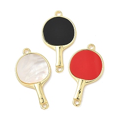 (52) Непрозрачная лаванда Подвески-соединители из латунной смолы, ракетка для настольного тенниса, с целью перехода в кольце, без свинца и без кадмия, долговечный, стойки покрытие, реальный 18 k позолоченный, разноцветные, 30.5x16x2.5 мм, отверстие : 1.8 мм