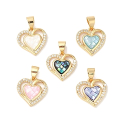 (52) Непрозрачная лаванда Покрытие стойки латунная эмаль микро паве прозрачные подвески из кубического циркония, с оболочкой, долговечный, без кадмия и без свинца, реальный 18 k позолоченный, шарма сердца, разноцветные, 14x14x3 мм, отверстие : 4x3 мм