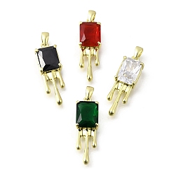 (52) Непрозрачная лаванда Кулон из циркония, прямоугольные, стойки покрытие, прочное покрытие, без кадмия и без свинца, реальный 18 k позолоченный, разноцветные, 25x8.5x5 мм, отверстие : 3.5x2.5 мм