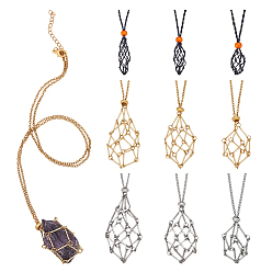 (52) Непрозрачная лаванда 9 шт. 9 стили полиэстер и 304 цепочка из нержавеющей стали пустая макраме мешочек ожерелье изготовление, разноцветные, 19.09 ~19.88 дюйм (48.5~50.5 см), 1 шт / стиль