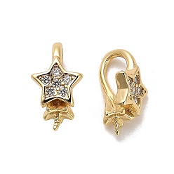 Настоящее золото 18K Звездная стойка покрытие латунь микропаве кубический цирконий подвеска баилы, привязка поручительств, за половину пробурено бисера, без кадмия и без свинца, долговечный, реальный 18 k позолоченный, 13x7.5x6.5 мм, отверстие : 6x3.5 мм, штифты : 0.7 мм