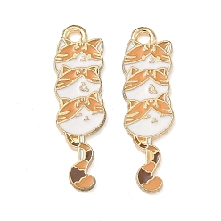 Перу Подвески из эмали и сплава, подвески в форме кошки, золотые, Перу, 30x9x1.5 мм, отверстие : 1.8 мм