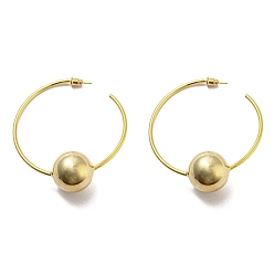 Золотой Серьги-гвоздики из латуни с круглыми бусинами, полукруглые серьги для женщин, золотые, 64x57x2 мм