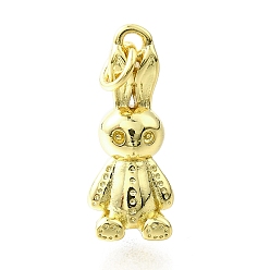 Настоящее золото 18K Латунные подвески, кролик, долговечный, с целью перехода в кольце, без свинца и без кадмия, стойки покрытие, реальный 18 k позолоченный, 20x8x7 мм