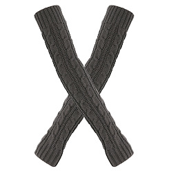 Grau Fingerlose Strickhandschuhe aus Acrylfasergarn, Lange, warme Winterhandschuhe mit Daumenloch, Grau, 500x75 mm