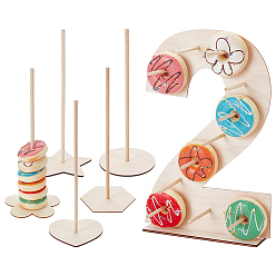 Mixed Shapes 6 деревянные держатели для пончиков, съемная подставка для пончиков, для свадьбы, дня рождения, вечеринки, разнообразные, 125x3.5 мм